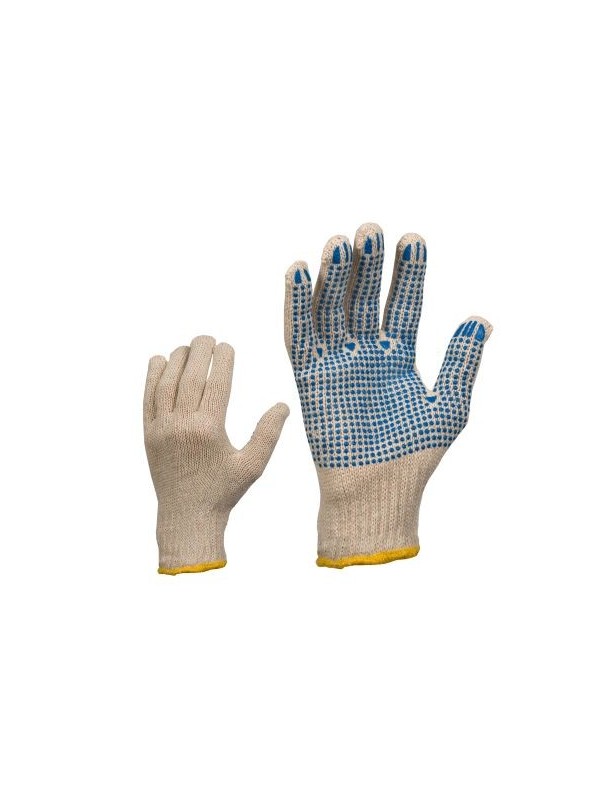 Рабочие перчатки вязаные . Резиновое точечное покрытие на ладонной части