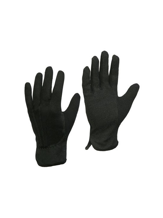 Рабочие перчатки трикотажные, черные. ПВХ точечное покрытие на ладонной части.