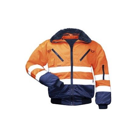 Утепленная куртка Пилот оранжево-синяя