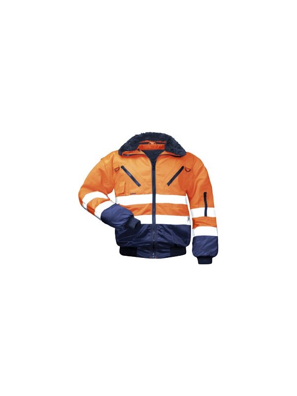 Утепленная куртка Пилот оранжево-синяя