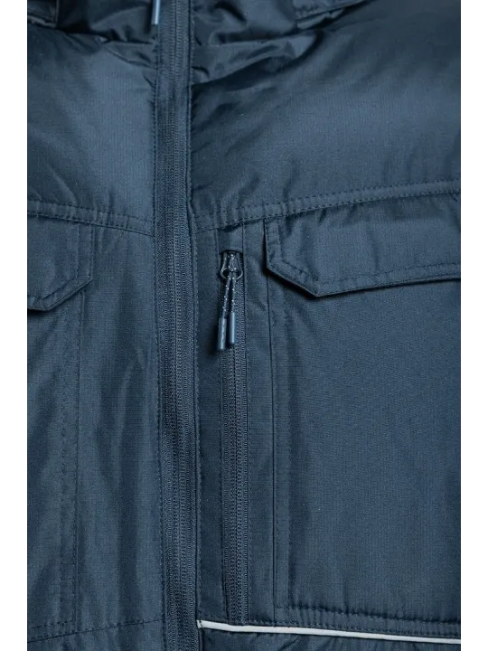 Isoleeritud kapuutsiga tumesinine jakk LEON