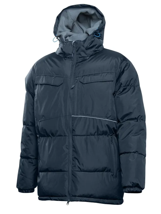 Isoleeritud kapuutsiga tumesinine jakk LEON