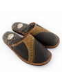 Мужские тёплые кожаные домашние тапочки