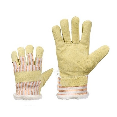 Кожаные pабочие перчатки (свиная кожа / материал) на фланелевой подкладке