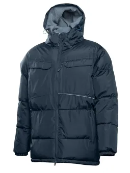 Isoleeritud kapuutsiga tumesinine jakk LEON