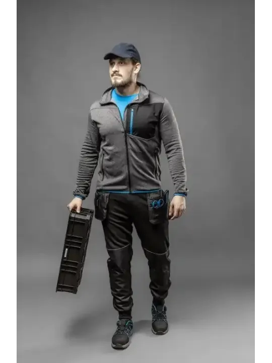 NISTER Толстовка рабочая серый меланж/синяя HOEGERT