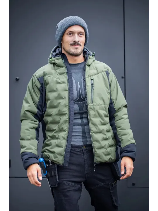 Утепленная куртка с капюшоном оливкового цвета PAUL