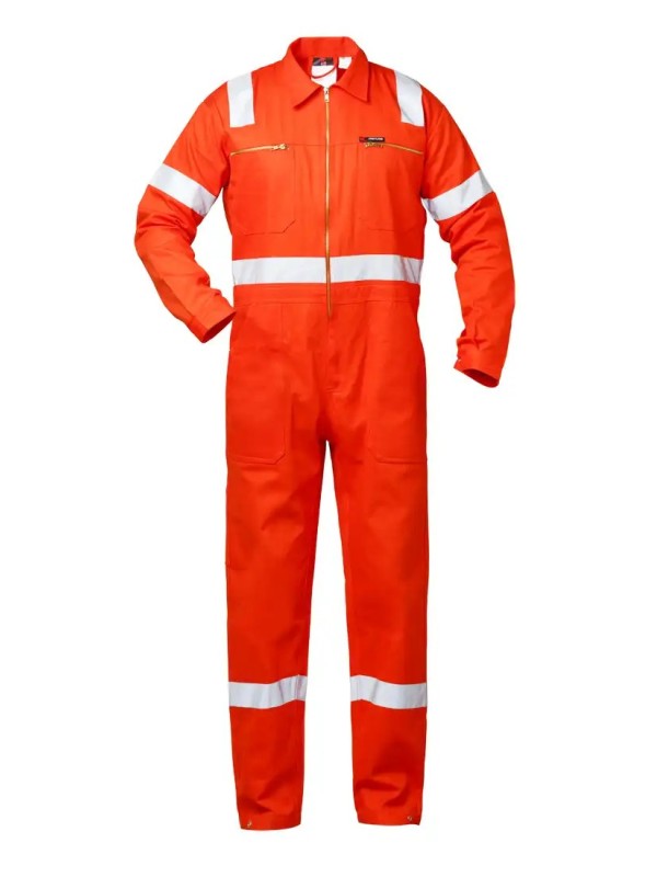 КОМБИНЕЗОН С ОТРАЖАЮЩИМИ ПОЛОСАМИ, ОРАНЖЕВЫЙ