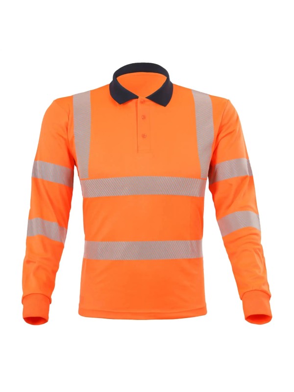 Рубашка-поло с длинными рукавами Lyocell повышенной видимости с защитой от ультрафиолета