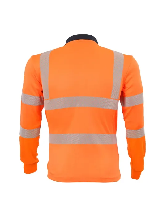 Рубашка-поло с длинными рукавами Lyocell повышенной видимости с защитой от ультрафиолета