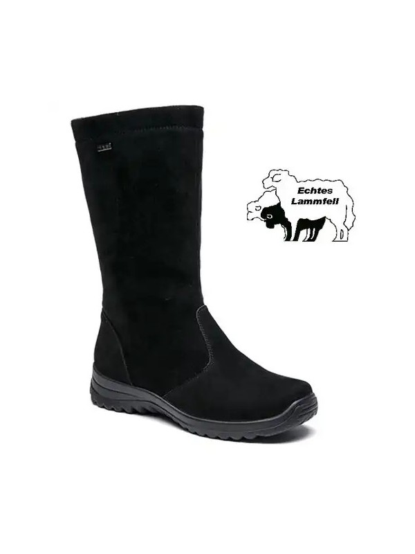 Женские сапоги из нубука с подкладкой из овчины