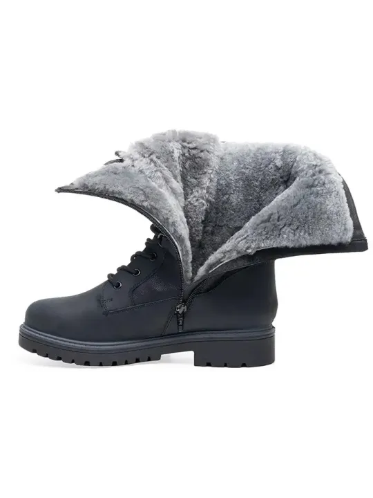 ЖЕНСКИЕ САПОГИ ИЗ НУБУКА С ПОДКЛАДКОЙ ИЗ НАСТОЯЩЕЙ ЯГНЯТЬЕЙ КОЖИ