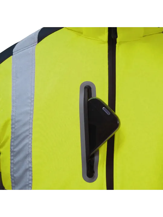 Зимняя куртка софтшел желтый/синий