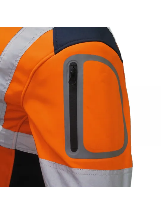 Зимняя куртка софтшел оранжевый/синий