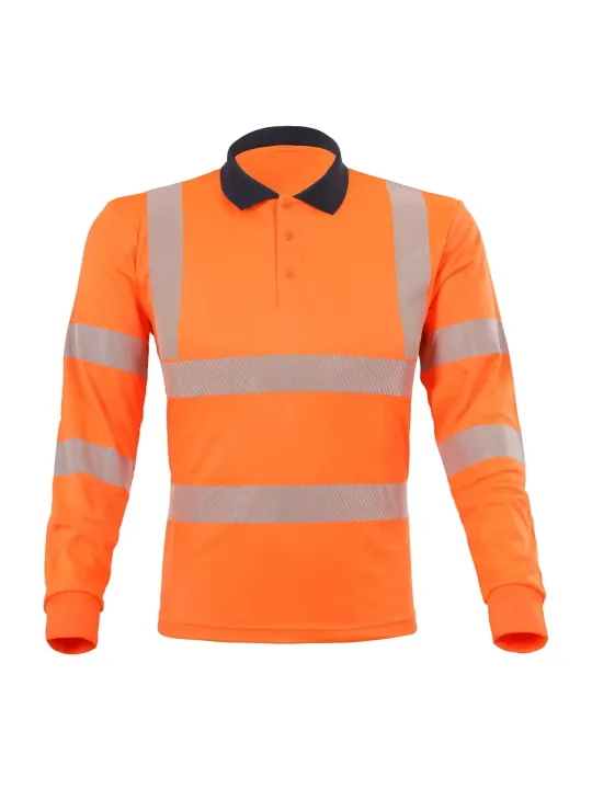 Рубашка-поло с длинными рукавами Lyocell повышенной видимости с защитой от ультрафиолета